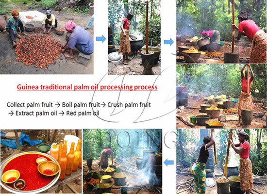 Traditional palm oil processing in rural Guinea