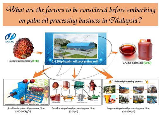 What are the factors to be considered before embarking on palm oil processing business in Malaysia?