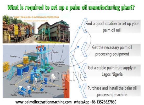 What is required to set up a palm oil manufacturing plant?